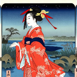 a onmyoji heian era during the night in the great frozen swamps
