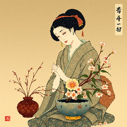 woman doing ikebana