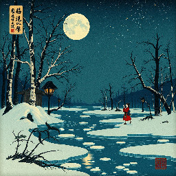 a onmyoji heian era during the night in the great frozen swamps