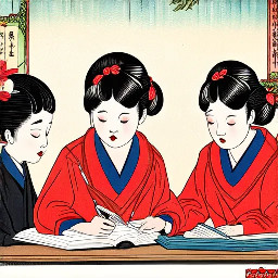 students at school studying art