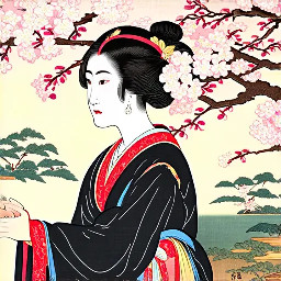 create an Indian princess under a cherry blossom tree using Ukiyo-e style