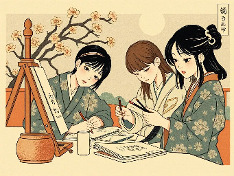 students at school studying art