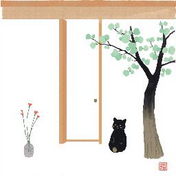 A beautiful Japanese-style illustration representing 'Please close the door.'.  Use soft watercolor textures, gentle pastel colors, and clean lines inspired by Japanese art (Ukiyo-e style). Minimalist composition with zen aesthetics, warm and friendly atmosphere. White background, no text, no labels. Think of Studio Ghibli meets traditional Japanese illustration. The size image generate 1024*1024